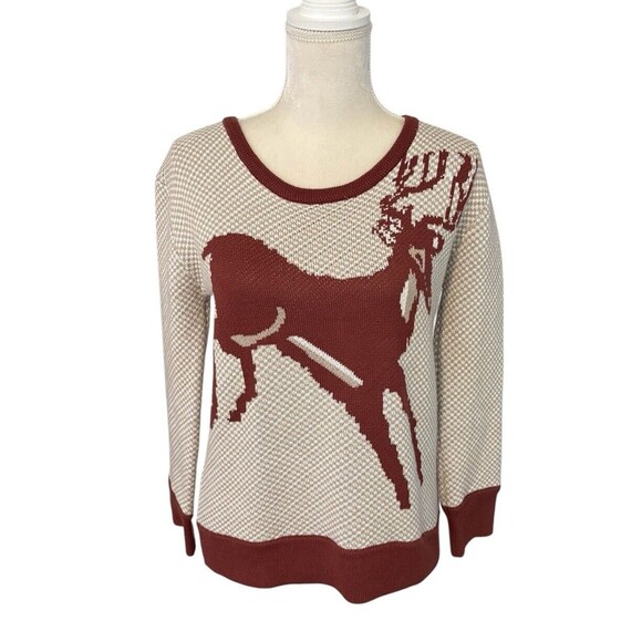 Knitted Dove Anthropologie Knit Sweater Women's Size XS Deer 4 Buttons Down Back - Picture 1 of 13